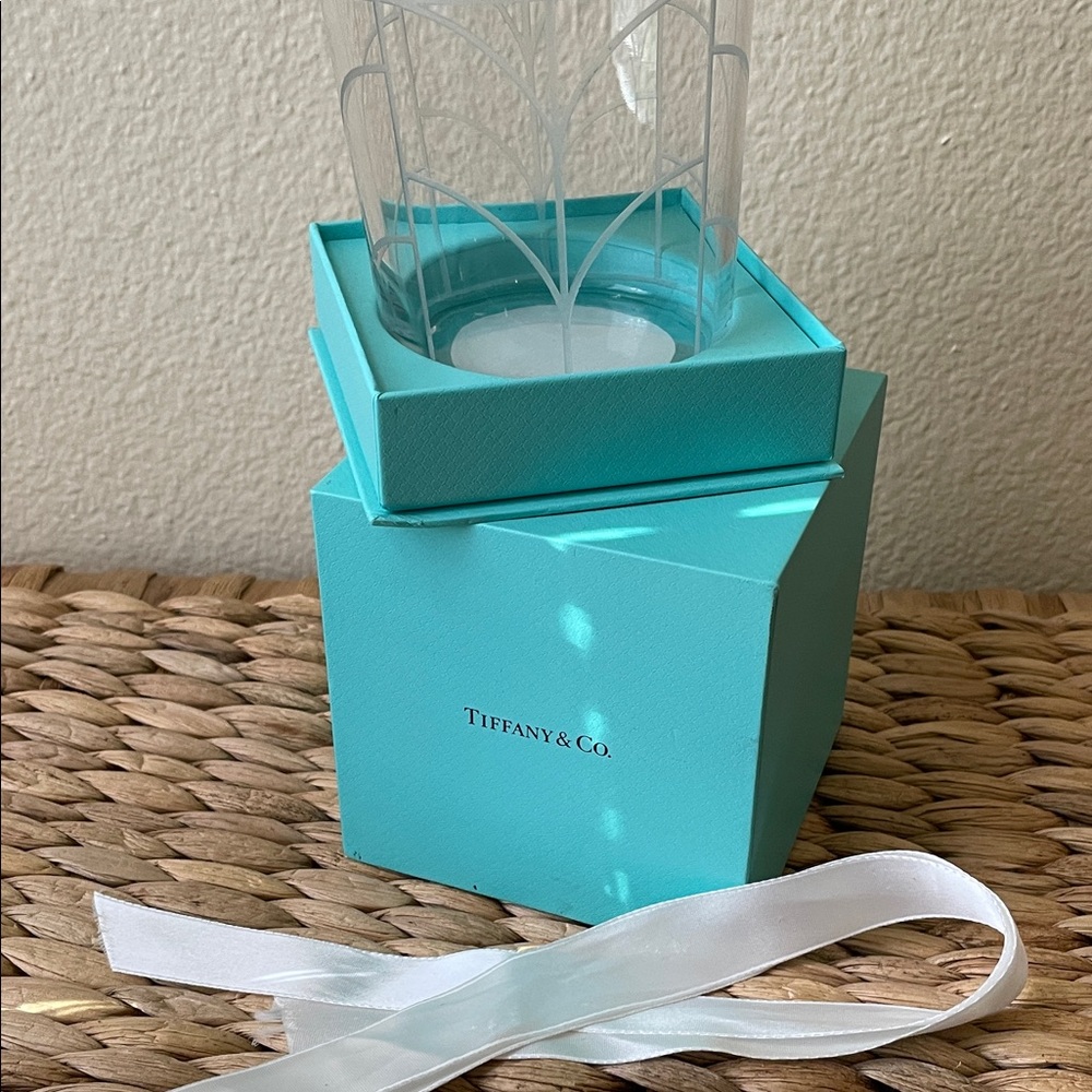 Tiffany & Co. Crystal Candle Holder w/ Blue Box & Ribbon